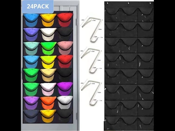 khikily-baseball-hat-rack-24-pocket-over-the-door-cap-organizer-with-clear-deep-pockets-wall-mount-b-1