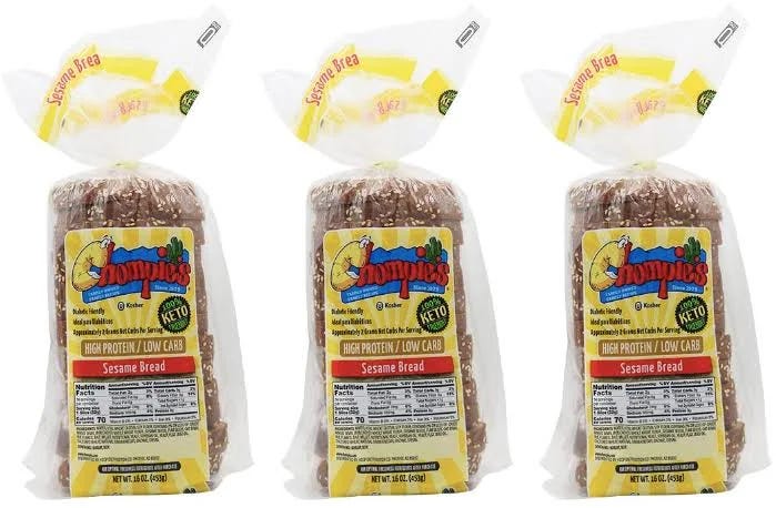 Chompies High-Protein Low-Carb Bread (Sesame Flavor) - 3-Pack | Image
