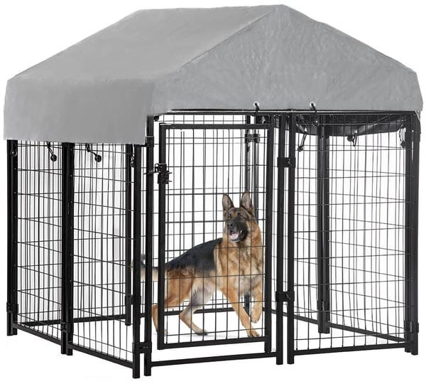 bestpet-welded-wire-dog-kennel-heavy-duty-playpen-included-a-roof-water-resistant-cover-4x4x4-4