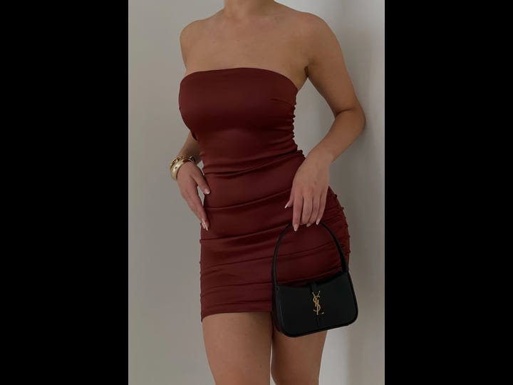 qng-corinne-ruched-mini-dress-cherry-chocolate-brown-xl-afterpay-meshki-18th-birthday-outfitscorinne-1