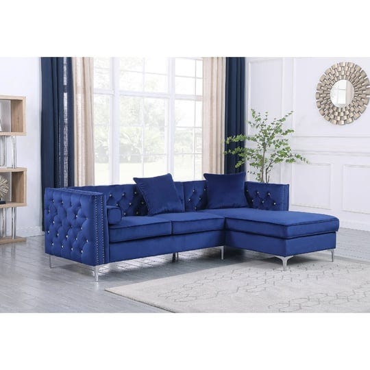 navy-blue-velvet-l-shaped-tufted-faux-crystal-sofa-chaise-1