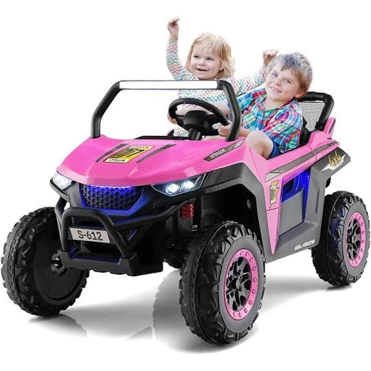 infans-2-seater-kids-ride-on-utv-12v-electric-truck-car-with-remote-control-battery-powered-pink-1