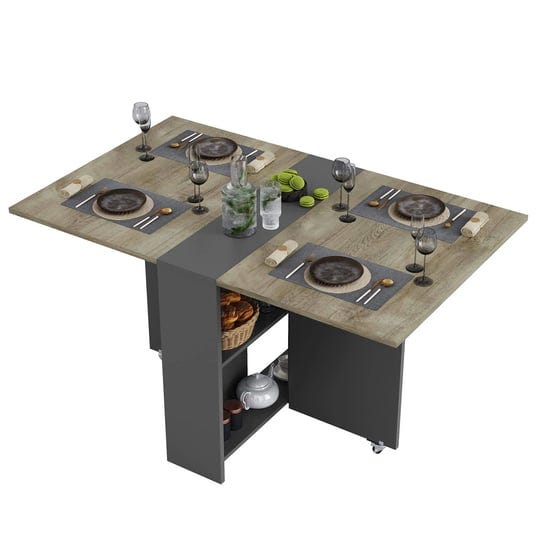 tiptiper-folding-dining-table-with-2-storage-racks-drop-leaf-6-wheels-multifunction-expandable-table-1