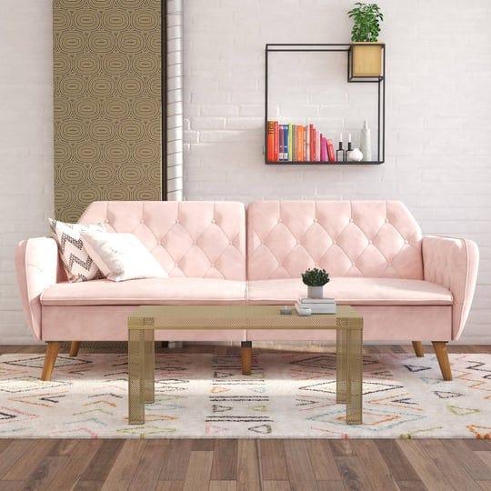 novogratz-tallulah-pink-velvet-memory-foam-futon-1