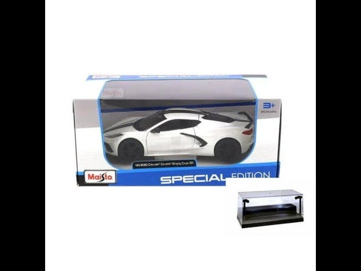 diecast-car-w-display-case-2020-chevy-corvette-stingray-z51-coupe-white-maisto-31527w-1-24-scale-die-1