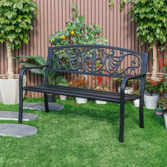 sleek-black-steel-and-cast-iron-garden-bench-in-timeless-black-1