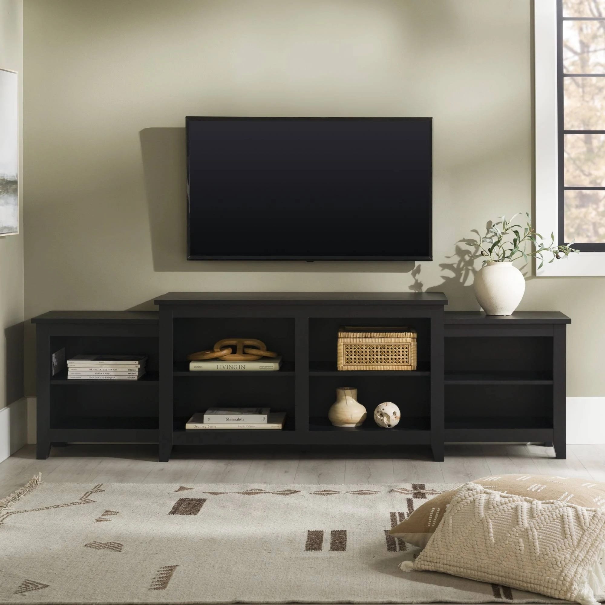 Stylish 88-inch TV Stand with Convenient Storage and Adjustable Shelves | Image