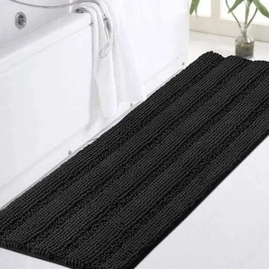 turquoize-non-slip-shaggy-chenille-microfibers-bathroom-rug-black-bathroom-mat-extra-long-bath-rug-4-1