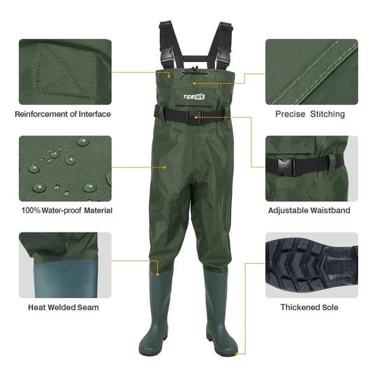 tidewe-bootfoot-chest-wader-2-ply-nylon-pvc-waterproof-fishing-hunting-waders-for-1