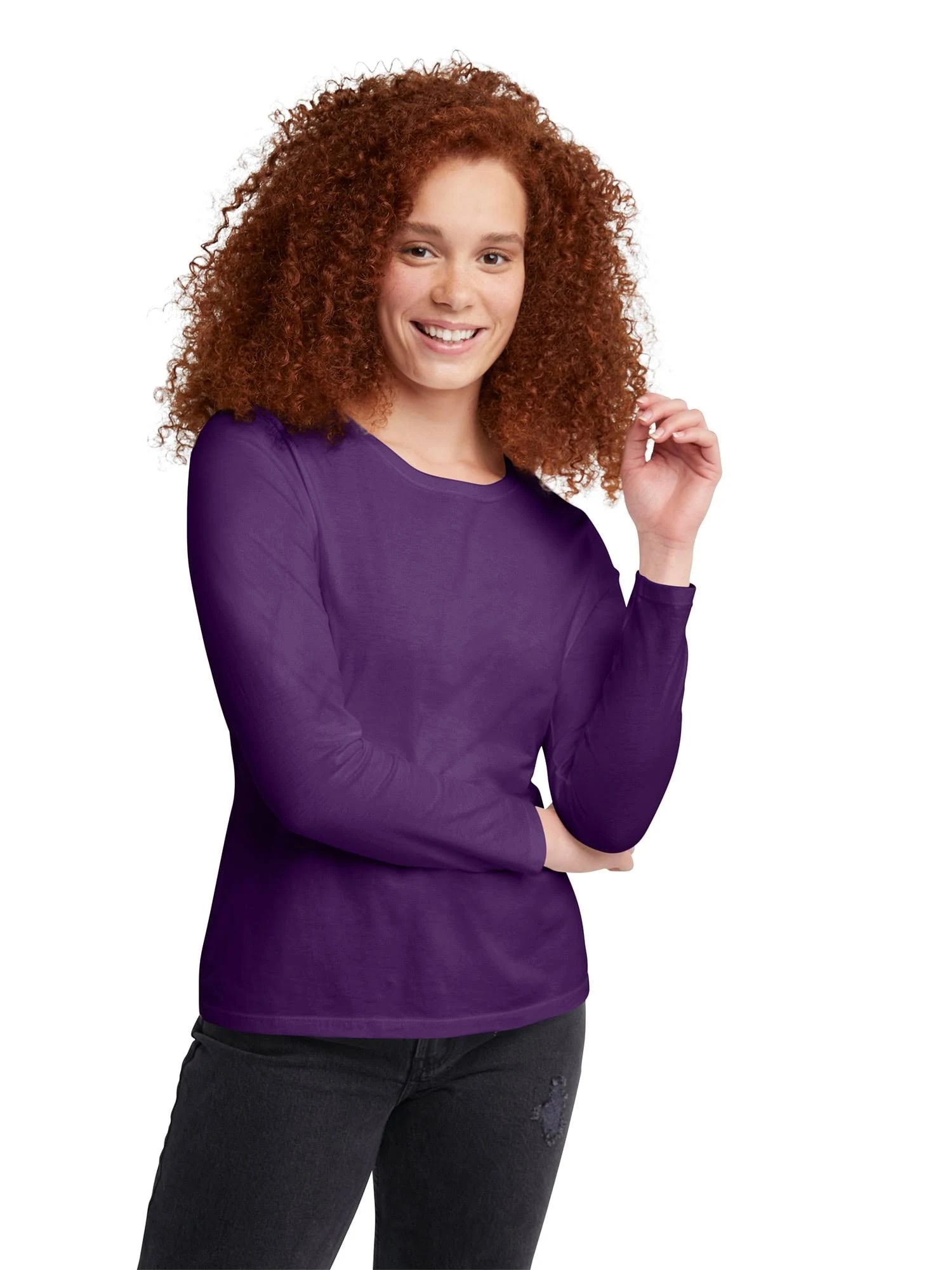 Vibrant Light Purple Long-Sleeve Crewneck Tee for a Comfortable, Stylish Fit | Image