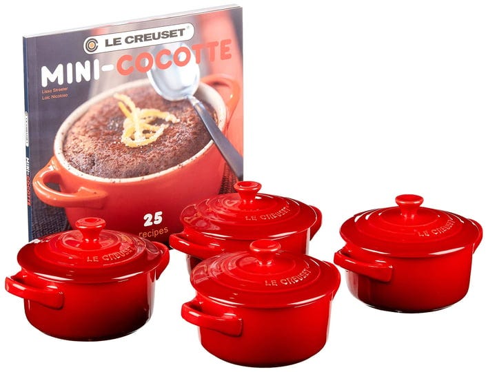 le-creuset-set-of-4-mini-cocottes-with-cookbook-cerise-1