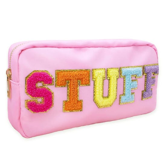 fablinks-preppy-makeup-pouch-chenille-varsity-letter-stuff-bag-pink-nylon-skin-care-patch-bags-organ-1