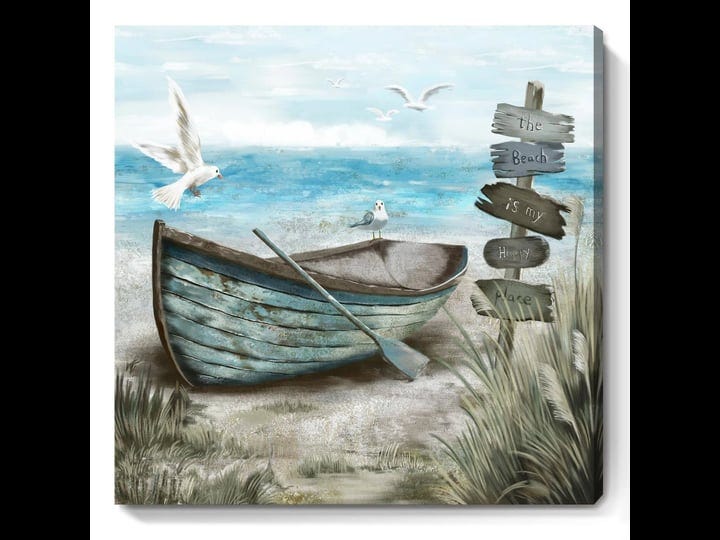 bathroom-wall-art-coastal-d-cor-nautical-boat-on-beach-canvas-picture-ocean-seagull-seascape-canvas--1