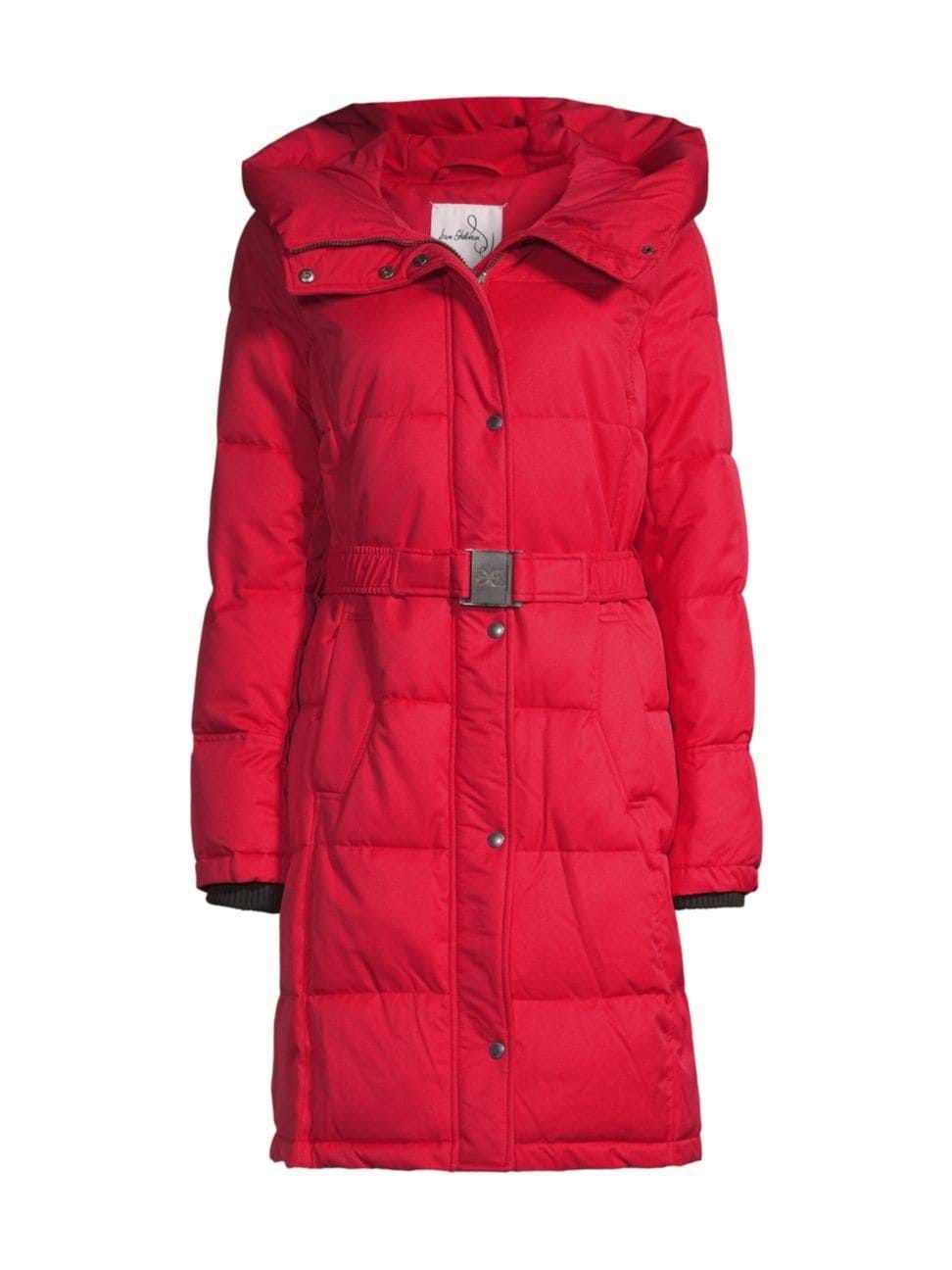 Sam Edelman's Belted Longline Puffer Jacket in Red | Image