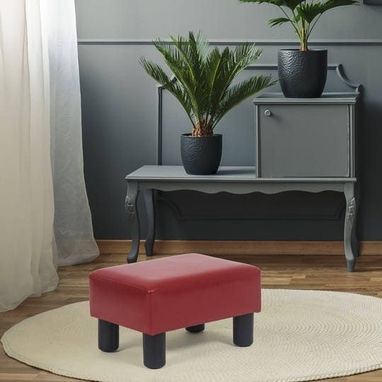 homebeez-pu-ottoman-footstool-square-padded-foot-rest-stool-seatred-size-15-x-10-8-x-8-8