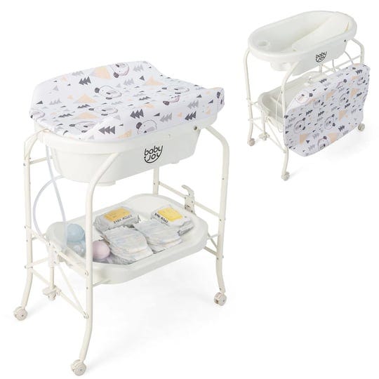 baby-joy-baby-bathtub-with-changing-table-foldable-infant-diaper-changing-station-with-storage-tray--1