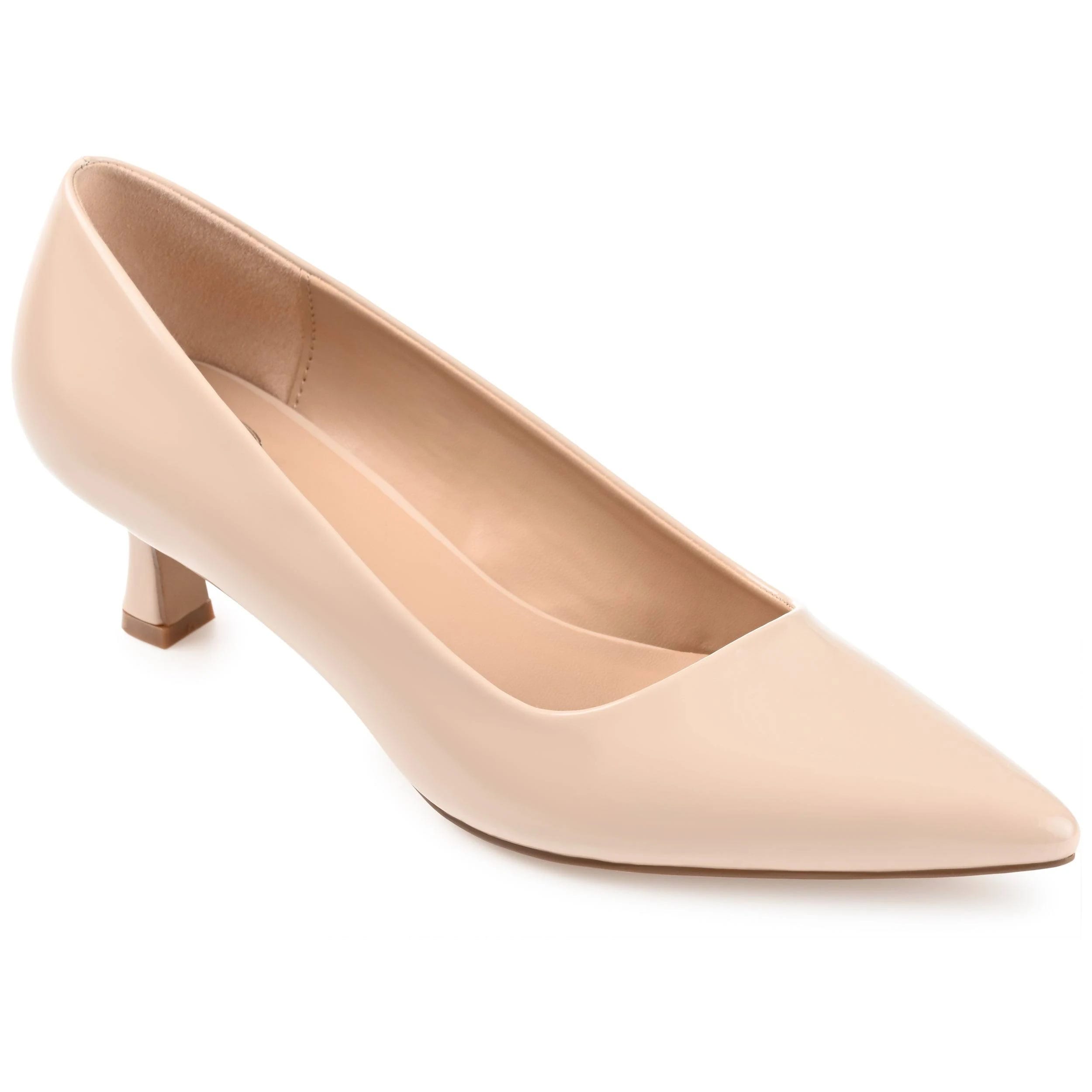 Comfortable, Stylish Nude Patent Heel - Journee Collection Celica Pump | Image