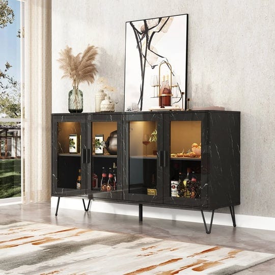 sideboard-buffet-cabinet-modern-wood-glass-buffet-sideboard-with-light-blackmarble-1