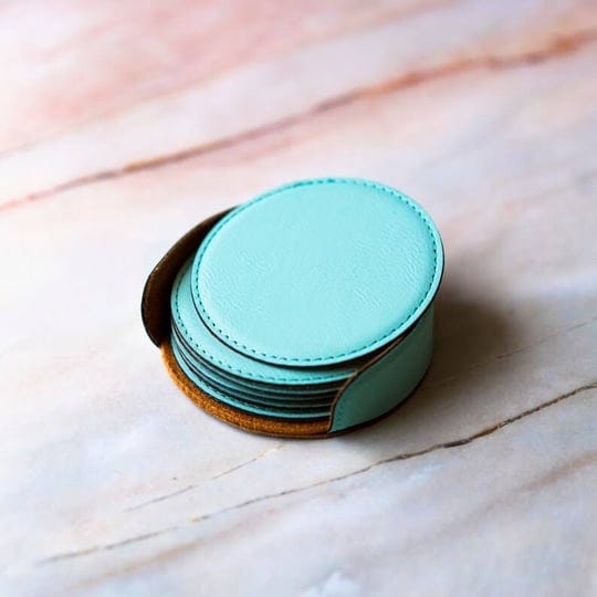 caddy-bay-collection-round-vegan-leather-coaster-6-colors-teal-1