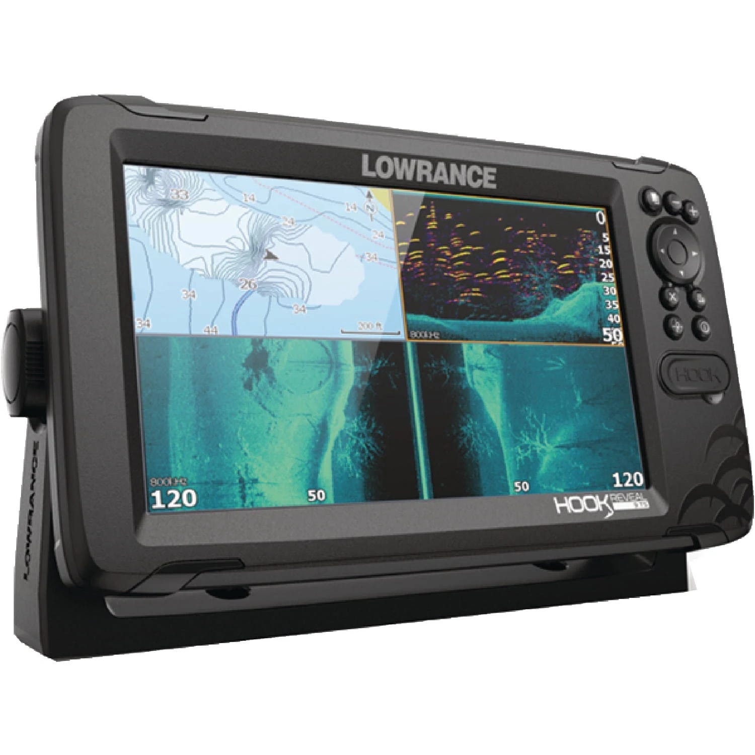 Lowrance Hook Reveal 9 TripleShot Contour+ Combo Fish Finder GPS | Image