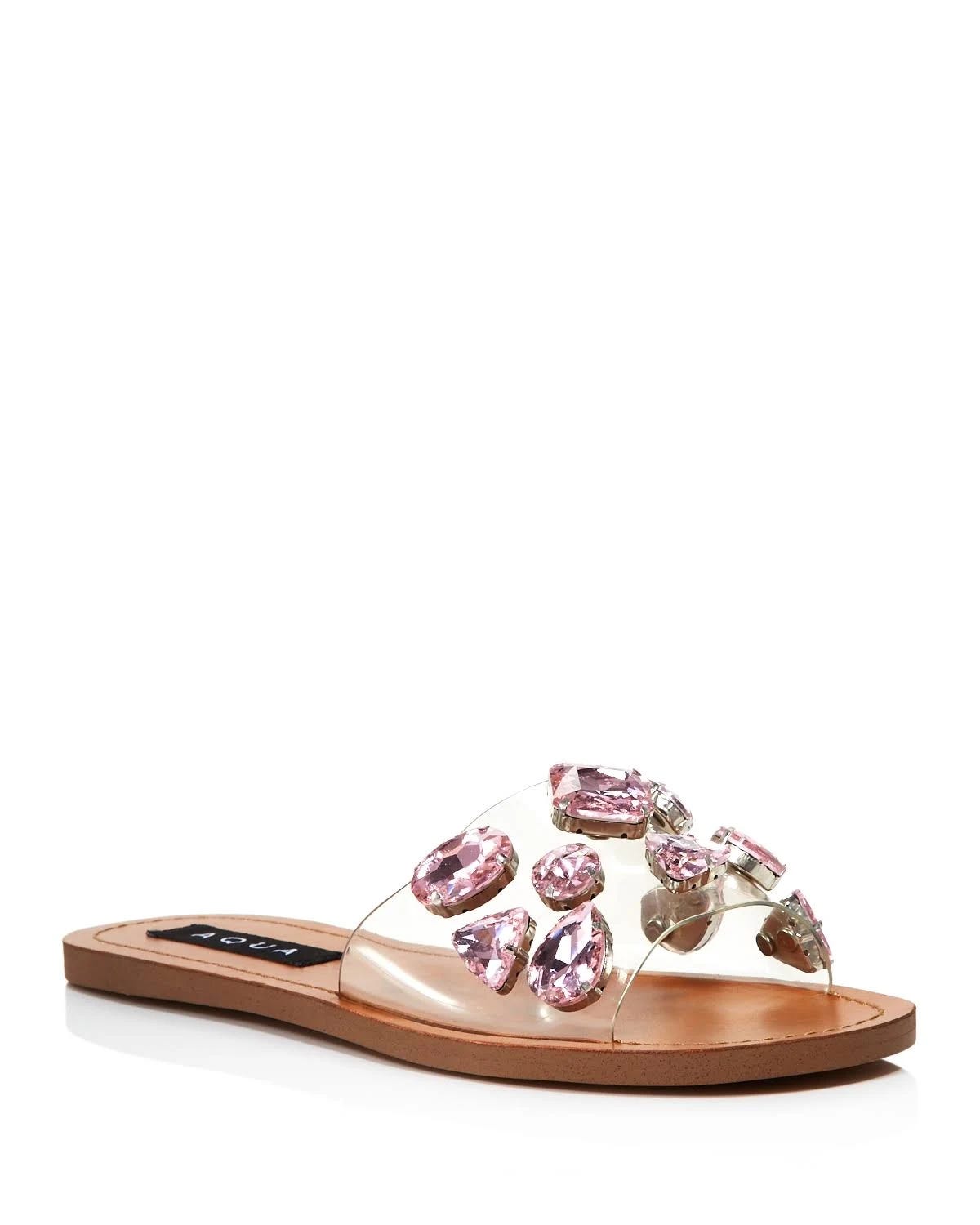 AQUA Women's Clear Round Toe Slip-On Sandals - Chic Casual Shoe | Image