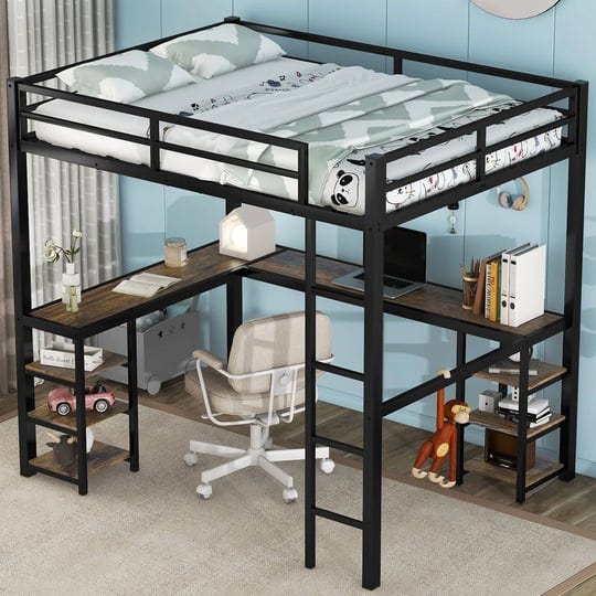 full-size-loft-bed-with-desk-and-storage-shelves-heavy-duty-metal-loft-bed-with-l-shaped-desk-and-la-1