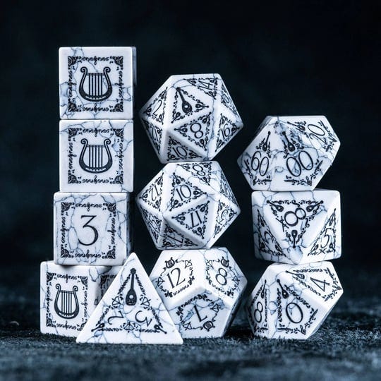 urwizards-dd-white-howlite-engraved-dice-set-bard-d20-1