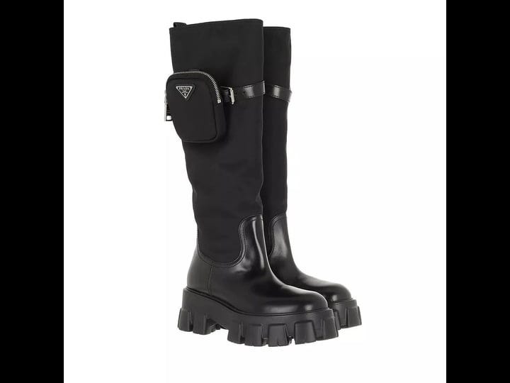 prada-logo-nylon-leather-boot-38-black-1