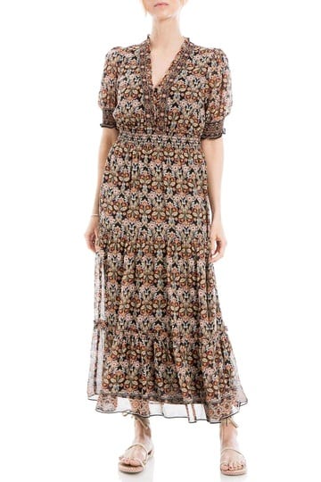 max-studio-womens-floral-midi-peasant-dress-black-multi-size-s-1