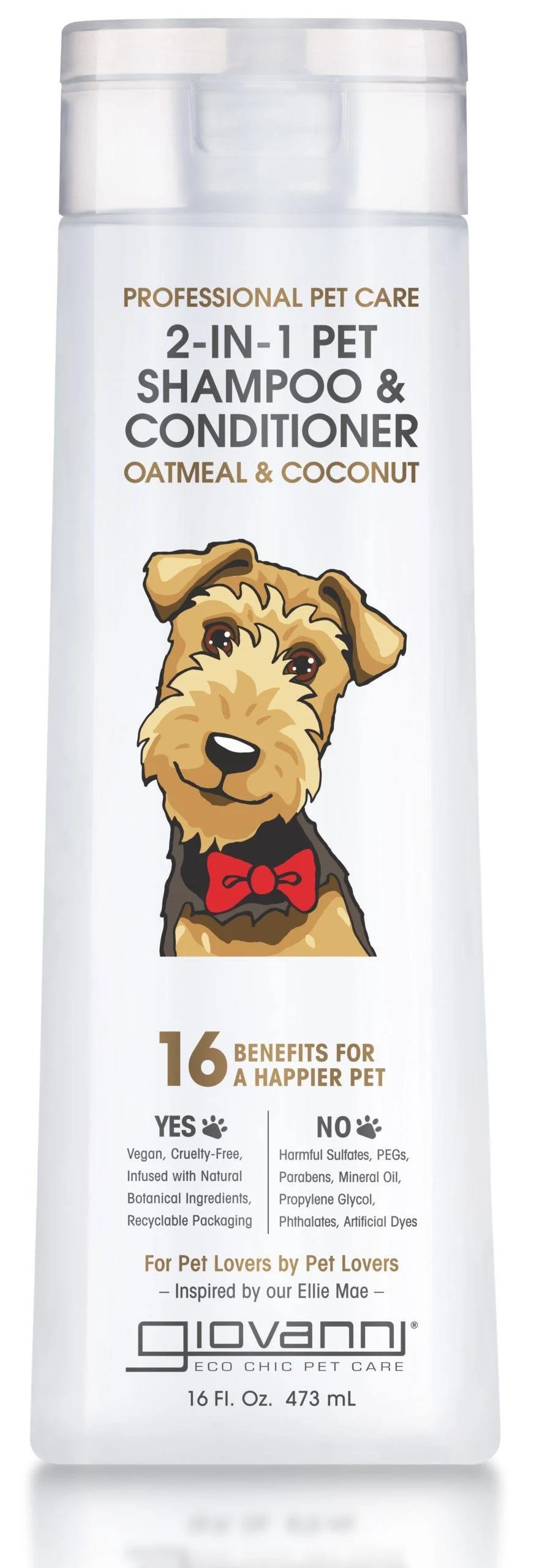 Giovanni 2-in-1: Oatmeal & Coconut Pet Shampoo & Conditioner, 16 fl oz Bottle | Image