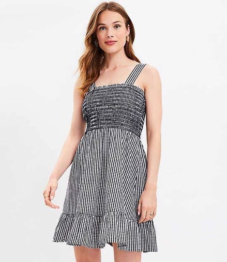 loft-gingham-smocked-strappy-flounce-dress-size-medium-black-womens-1