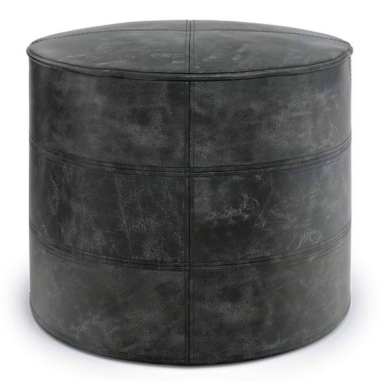 simpli-home-connor-genuine-leather-round-pouf-in-distressed-black-1