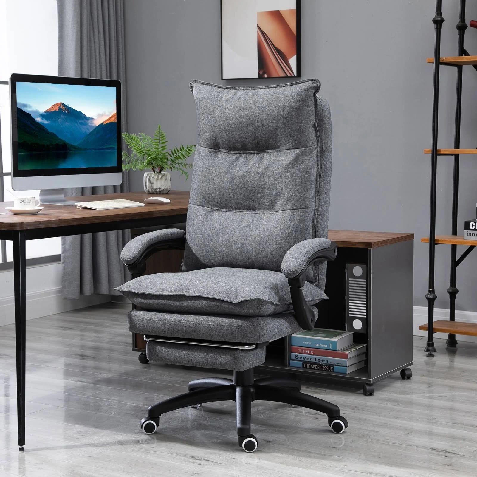 Comfortable 360° Swivel Adjustable Height Recliner with Retractable Footrest | Image