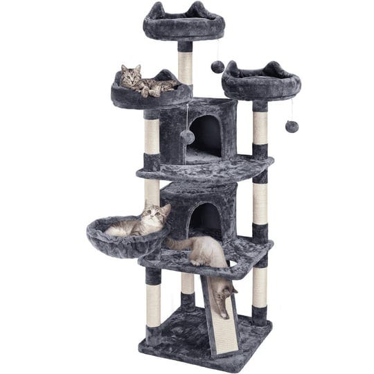 easyfashion-large-cat-tree-plush-tower-with-caves-condos-platforms-scratching-board-dark-gray-1