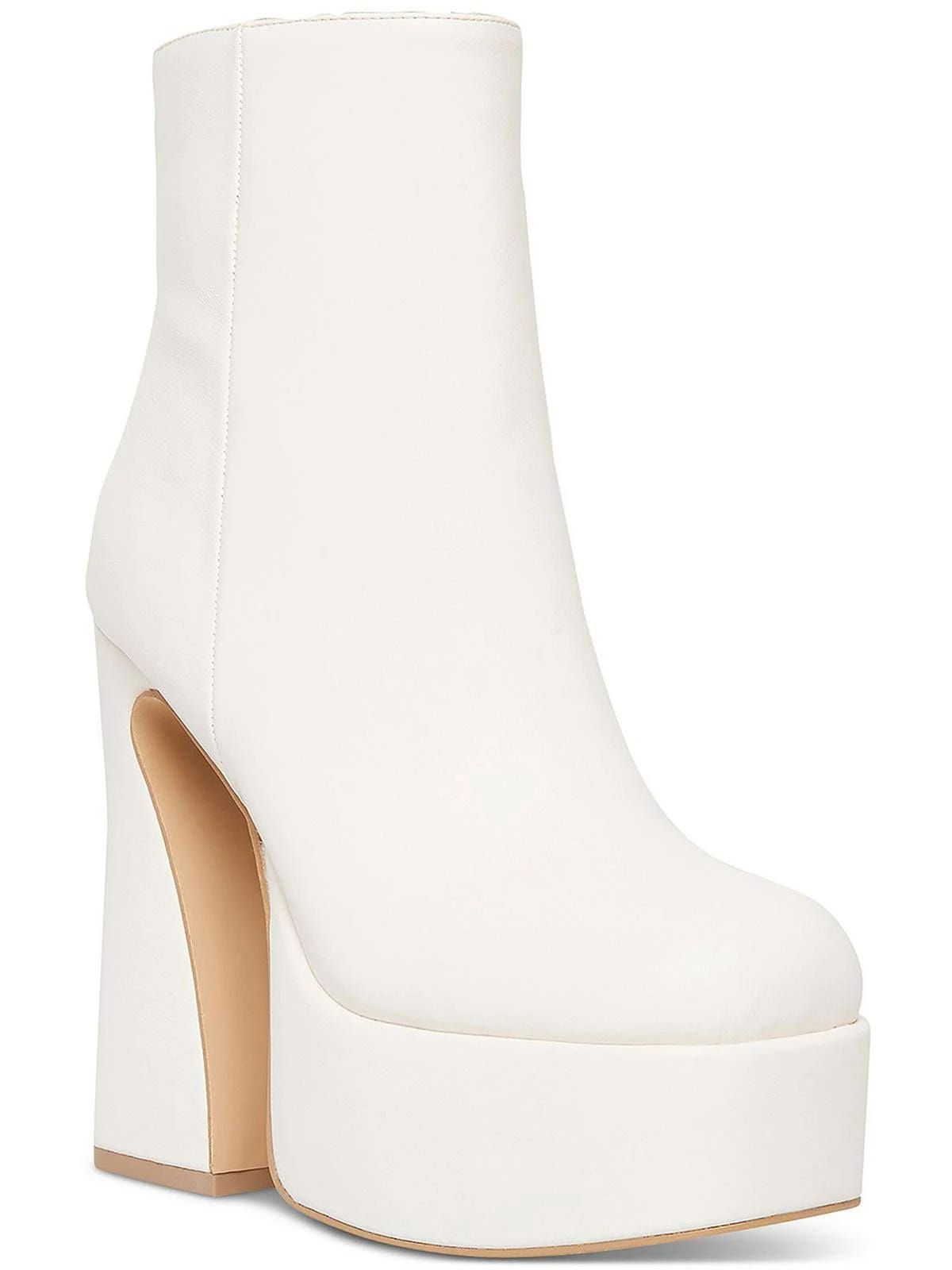 High-Heeled White Madden Girl Boot with Zip-Up Closure | Image