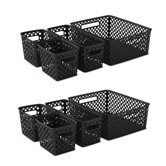 mainstays-decorative-storage-basket-8-pieces-black-1