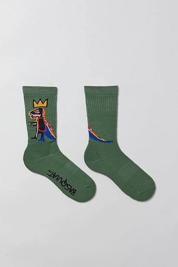 basquiat-dino-crew-sock-in-green-mens-at-urban-outfitters-1