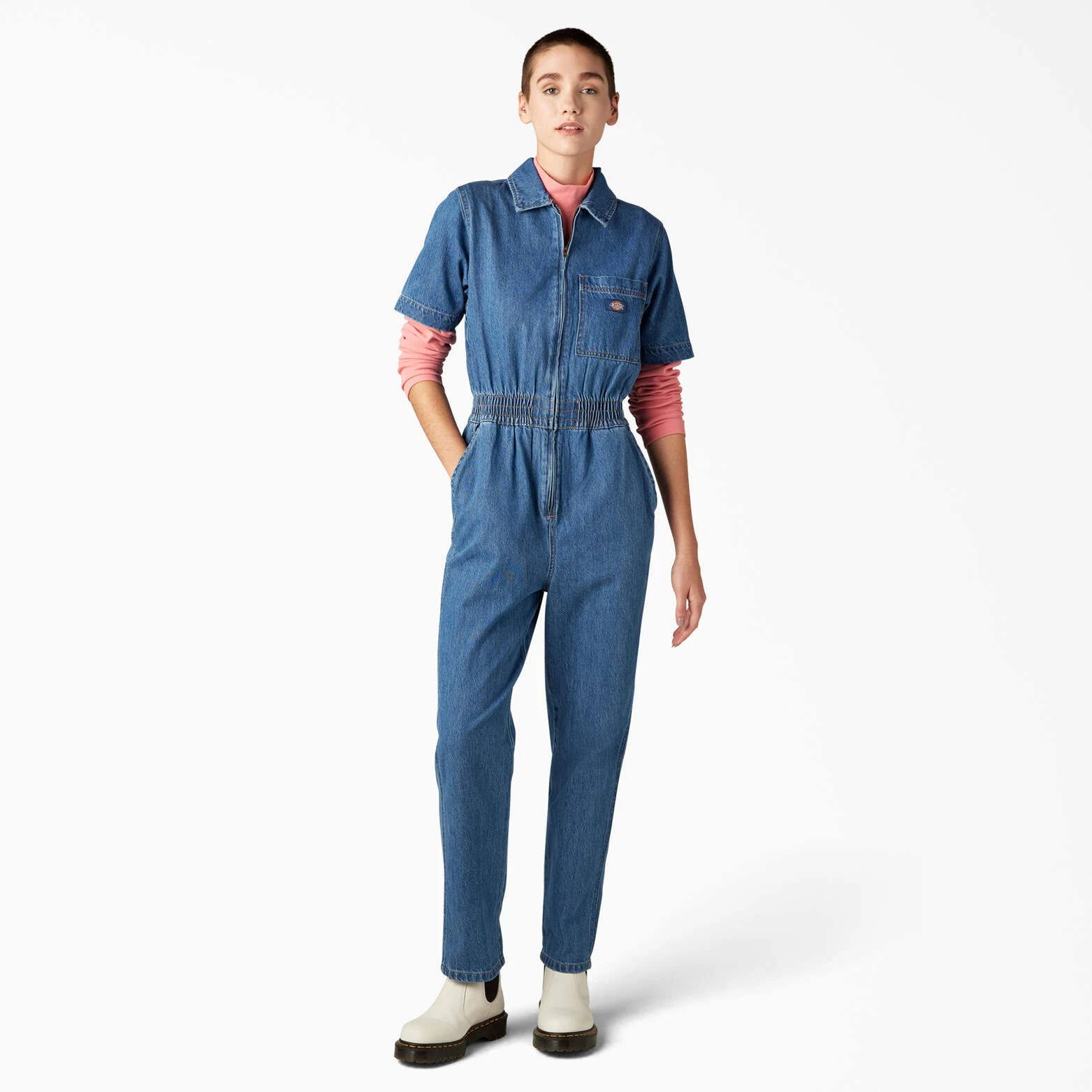 Women's Classic Blue Full-Length Denim Coverall | Image