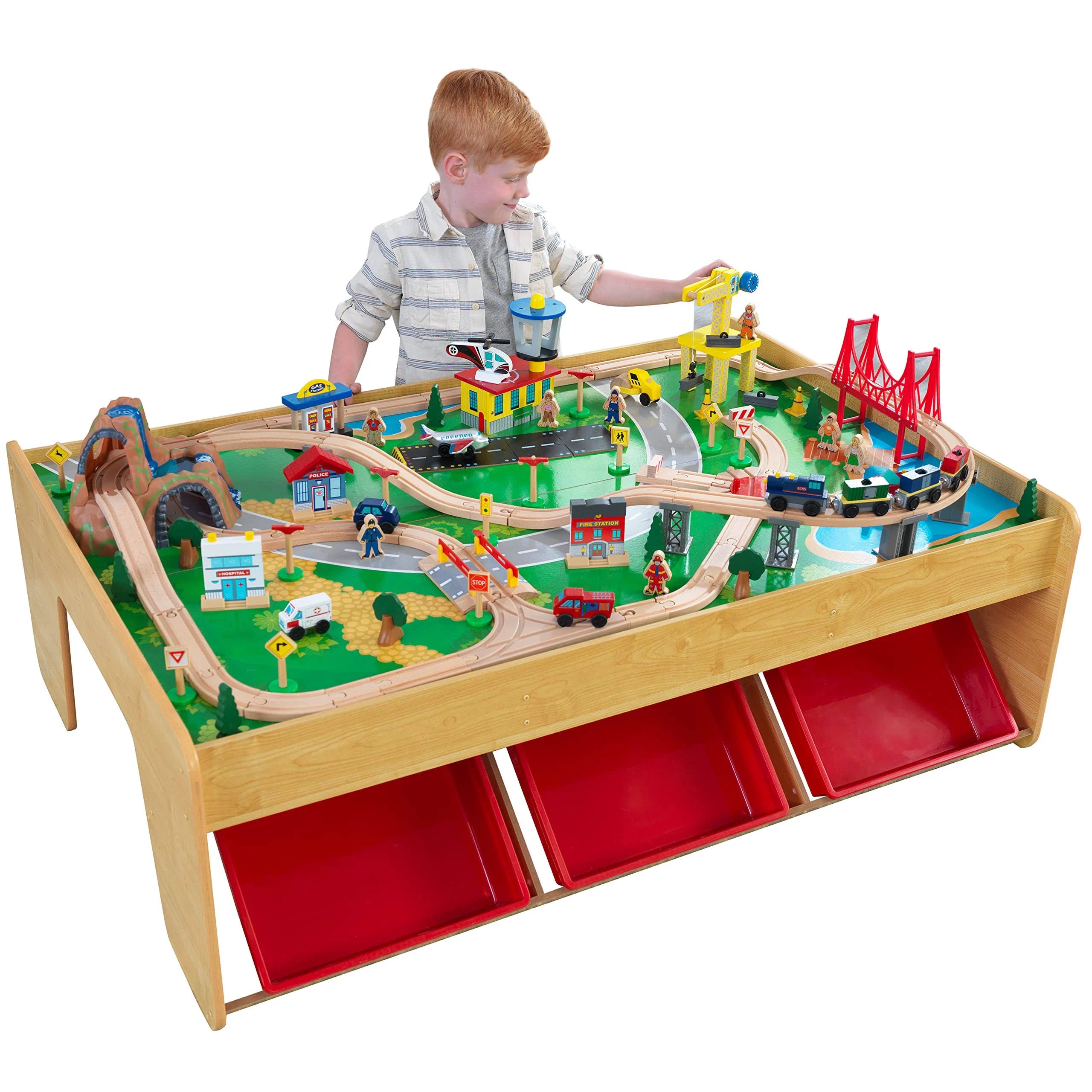 KidKraft Waterfall Mountain Train Set and Table: Durable, Creative Playtime for Kids | Image