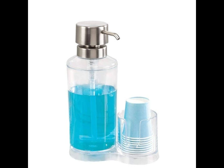 interdesign-clarity-mouthwash-dispenser-pump-caddy-and-paper-cup-holder-clear-1