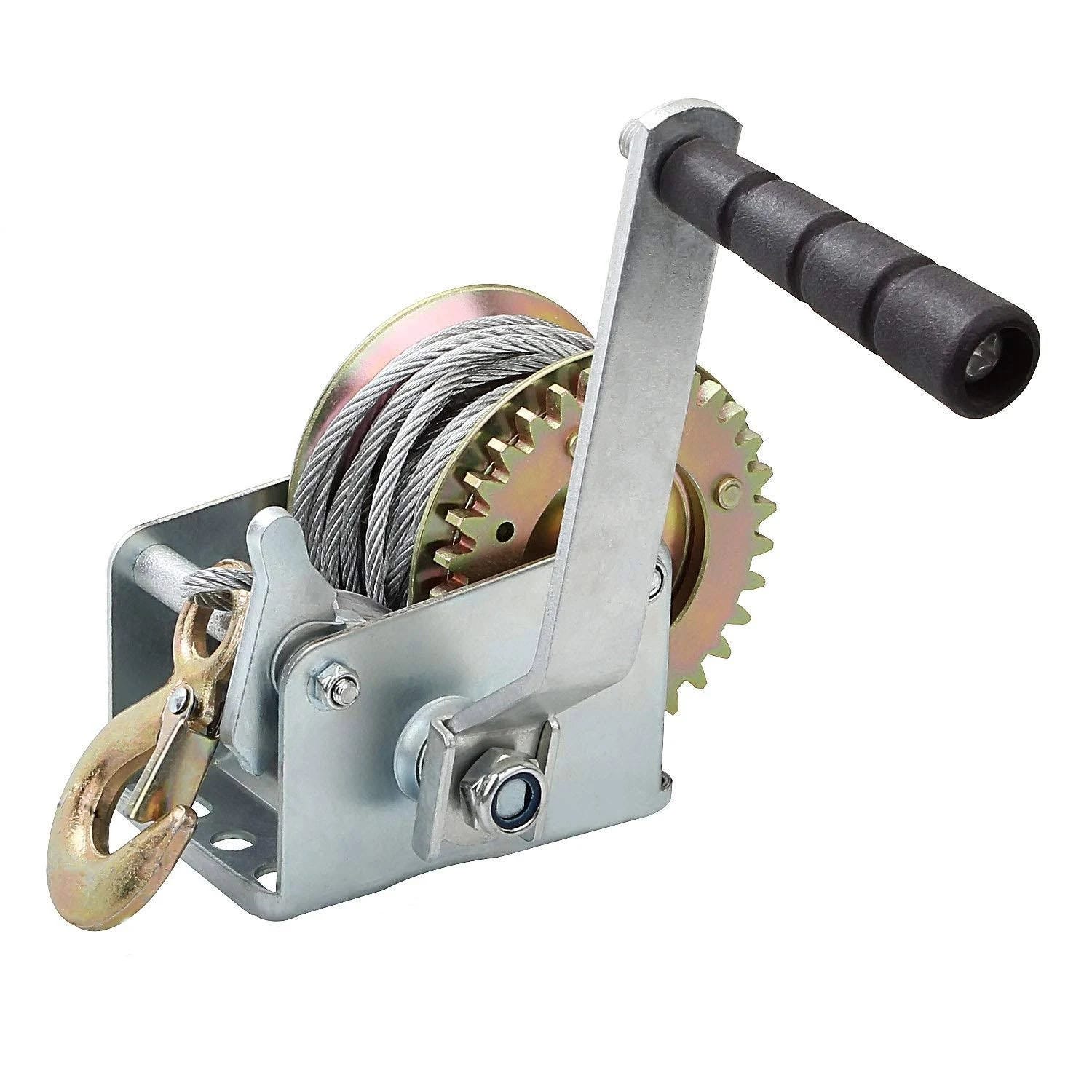 Heavy Duty Boat Trailer Winch with 26ft Wire Rope and Hook | Image