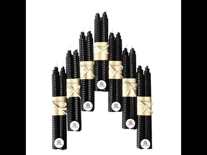 lacaser-beeswax-black-taper-candles-set-of-14-pcs-9-long-black-candlesticks-smokeless-dripless-unsce-1