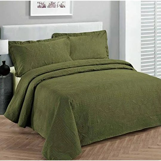 fancy-collection-3pc-luxury-bedspread-coverlet-embossed-bed-cover-solid-olive-green-new-over-size-fu-1