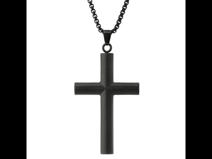 big-jewelry-co-stainless-steel-mens-cross-pendant-necklace-size-24-inch-black-1
