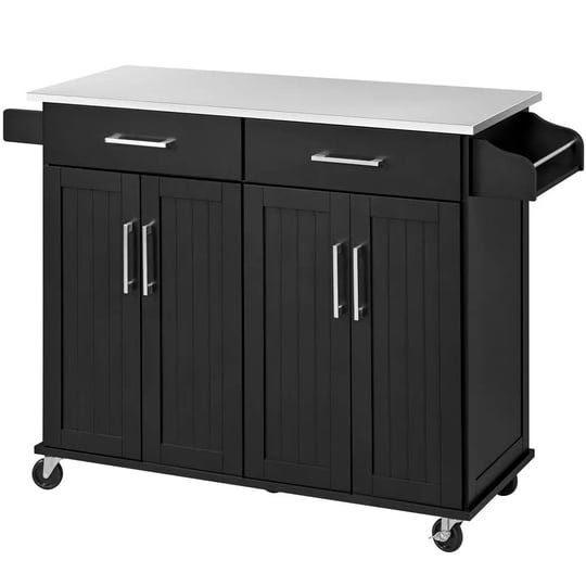 easyfashion-large-kitchen-island-cart-with-stainless-steel-tabletop-black-size-42-inch-large-x-18-in-1