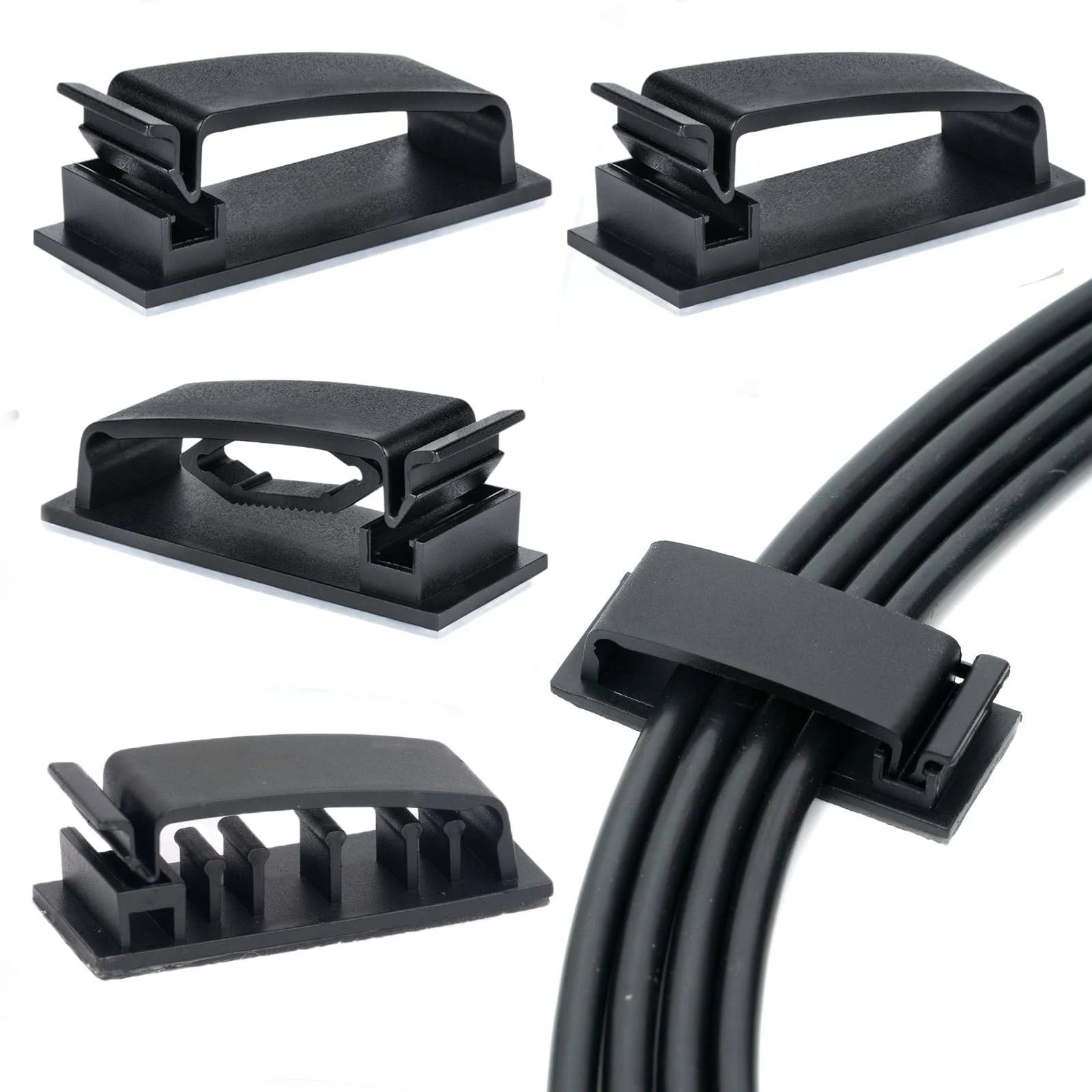 Helboar Cable Clips: 50pcs Self-Adhesive Wire Organizers for Appliances and PCs | Image