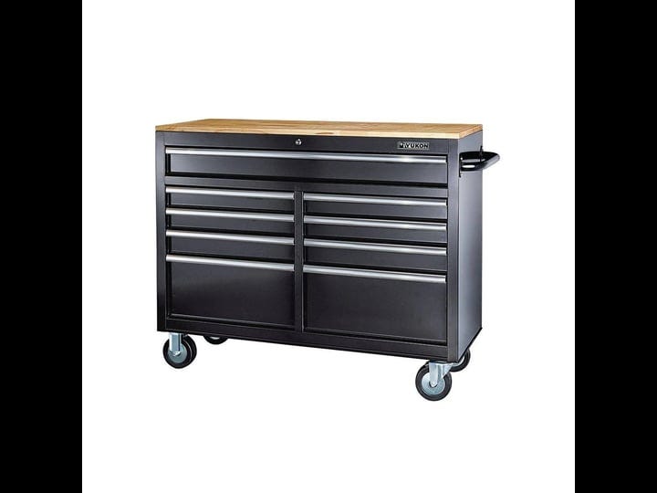 46-in-9-drawer-mobile-storage-cabinet-with-solid-wood-top-black-1