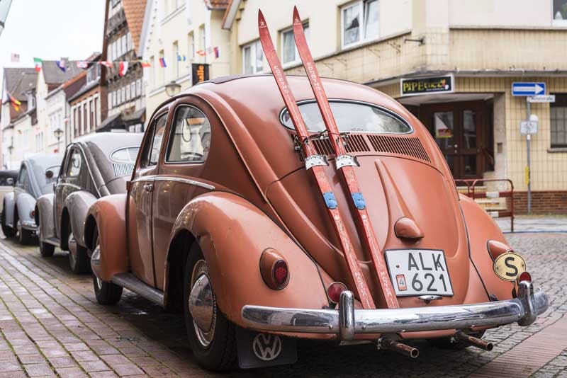 ski season ready ragtop Beetle