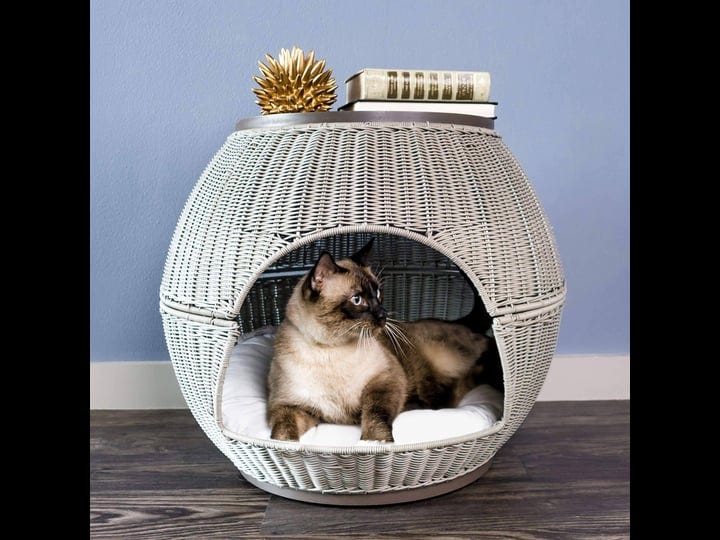 the-refined-canine-igloo-deluxe-pet-bed-durable-poly-faux-rattan-bed-end-table-for-cat-and-dogs-with-1