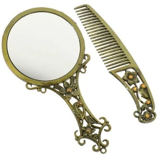 1-set-vintage-handheld-mirror-antique-comb-decorative-metal-cosmetic-mirror-comb-size-14-5x7x0-5cm-o-1